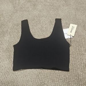 Black Ribbed Sports Bra